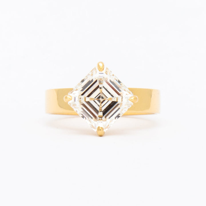 1.50CT-3.50CT Asscher Cut Moissanite Diamond Thick Band Engagement Ring