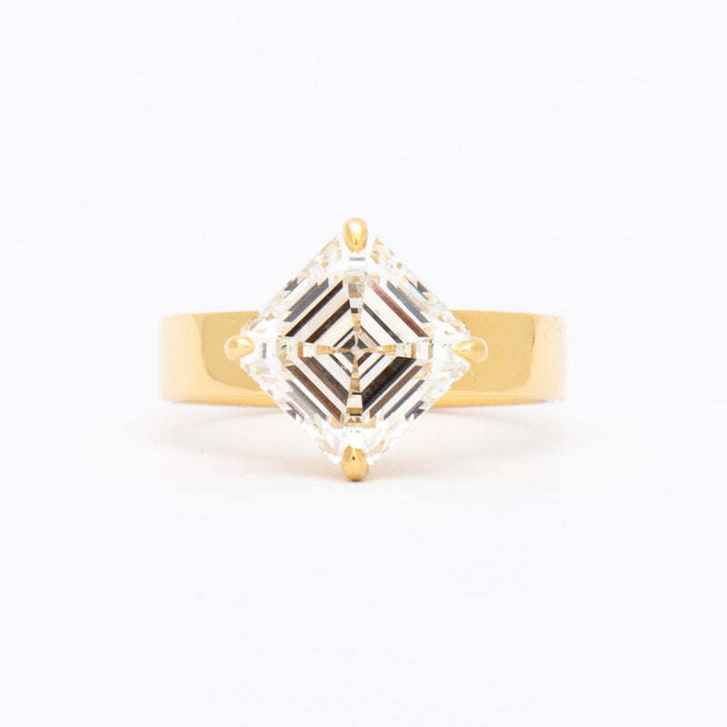 1.50CT-3.50CT Asscher Cut Moissanite Diamond Thick Band Engagement Ring