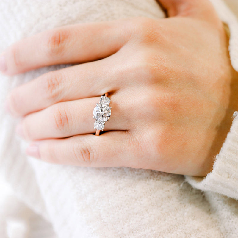 2.25CT Round Moissanite Three Stone Engagement Ring