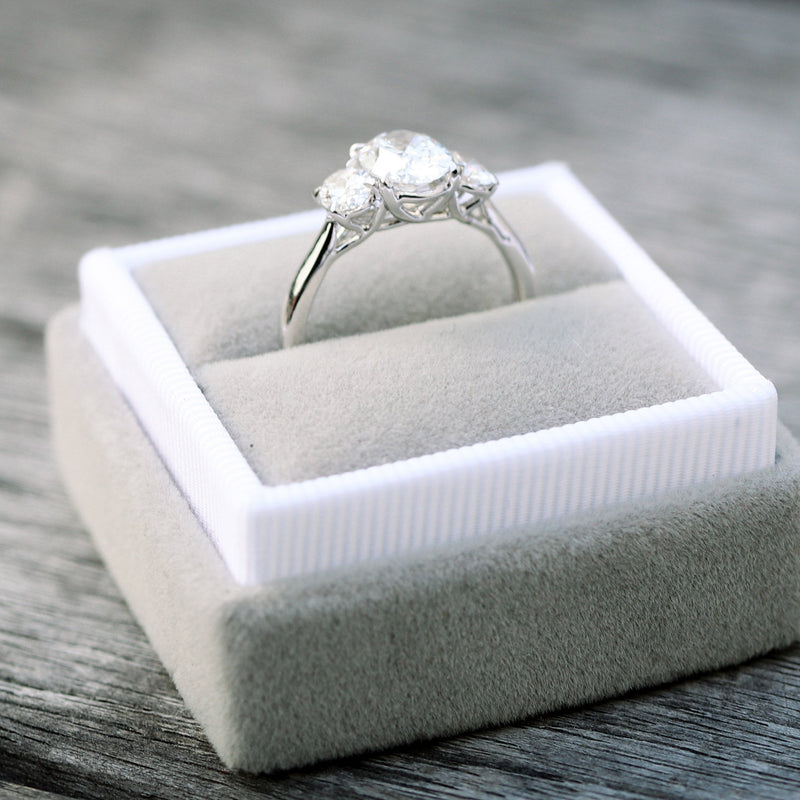 1.50CT Oval Cut Moissanite Three Stones Engagement Ring