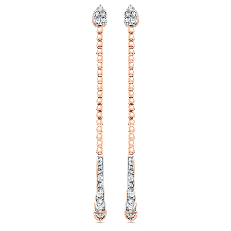 0.41 TCW Round Moissanite Diamond Long Drop Earrings