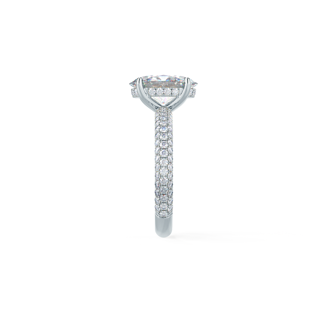 1.50CT Oval Cut Moissanite Three Side Pave Setting Engagement Ring