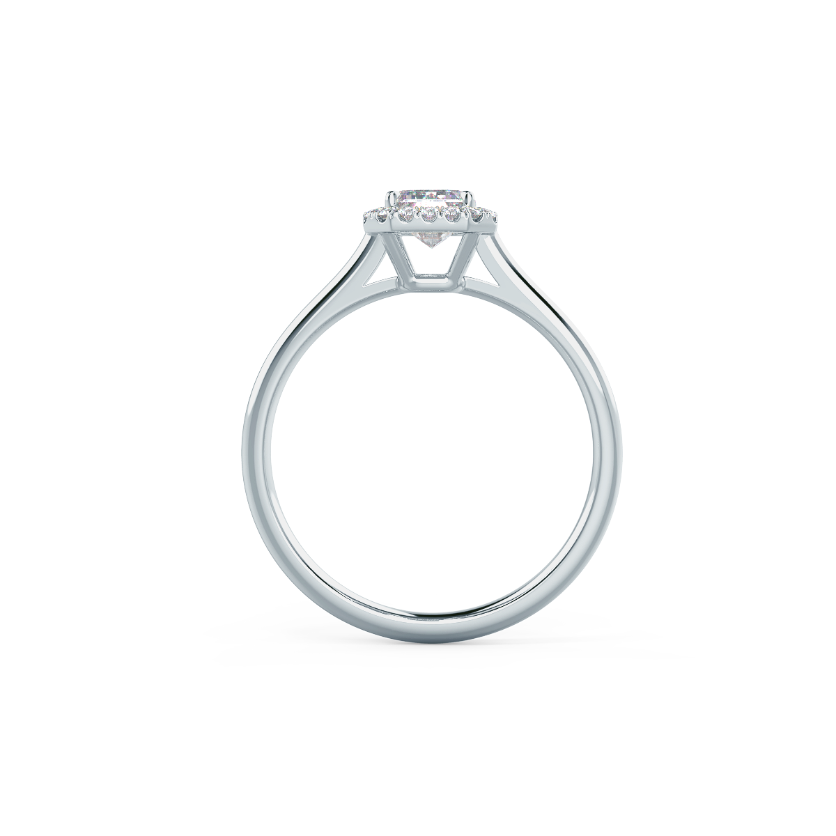 1.0CT Emerald Cut Moissanite Halo Style Engagement Ring