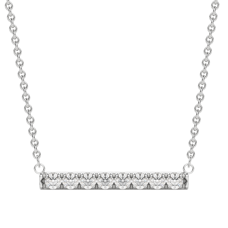 0.24 CT Round Cut Moissanite Bar Setting Necklace