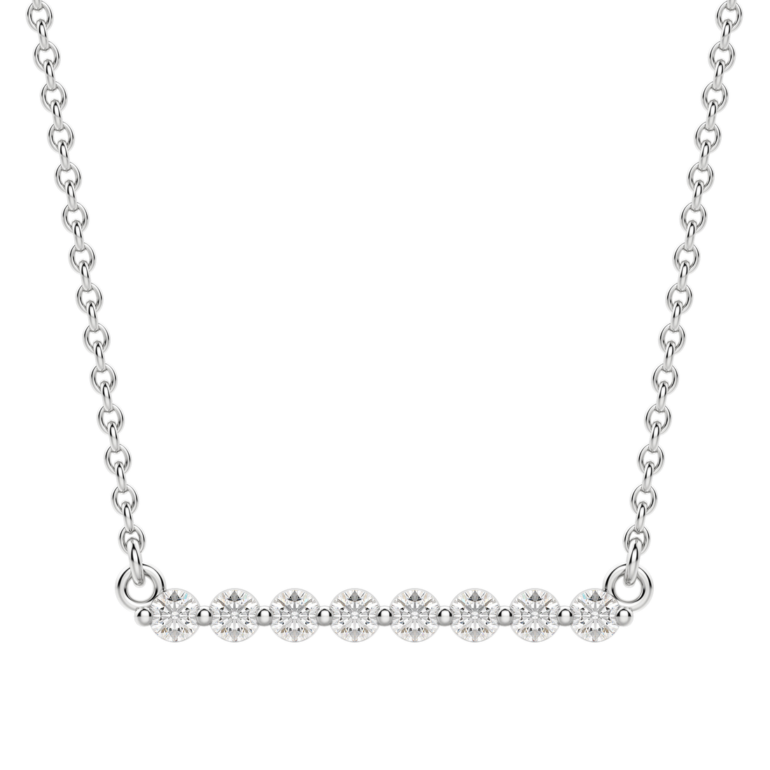 0.24 CT Round Cut Moissanite Shared Prong Necklace