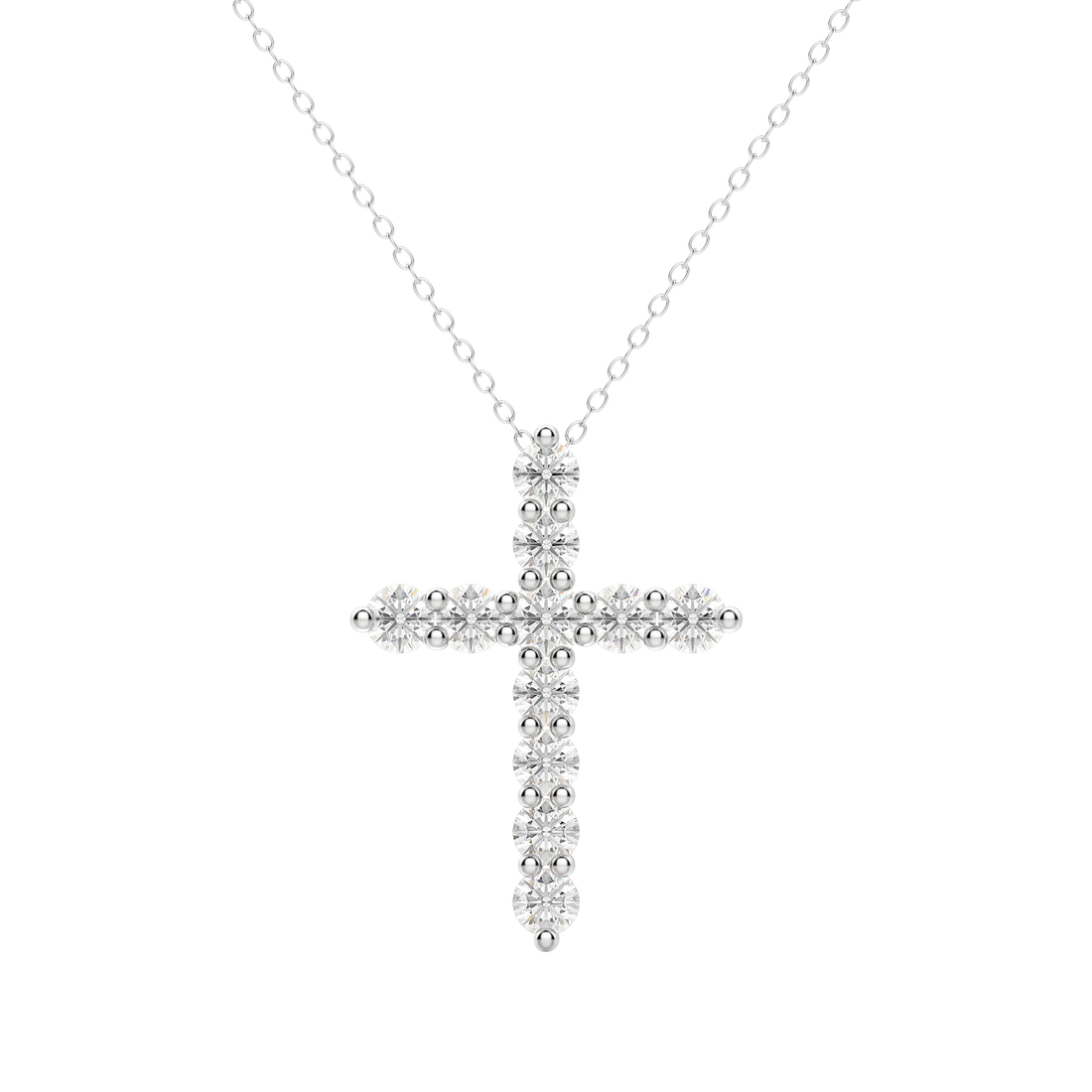 0.17 CT Round Cut Cross Pendant Moissanite Diamond Necklace