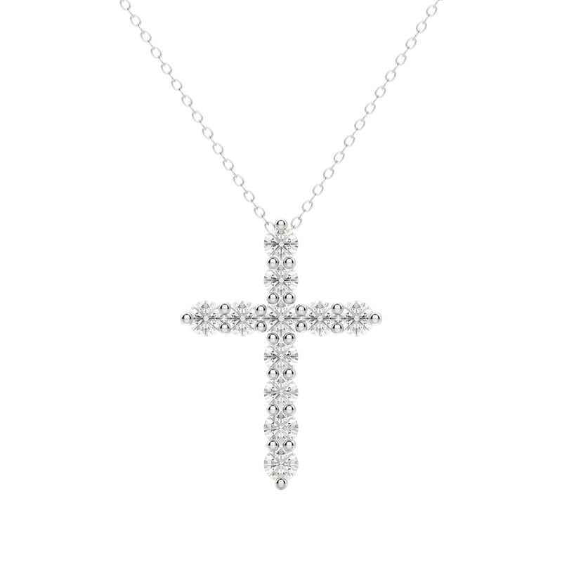 0.17 CT Round Cut Cross Pendant Moissanite Diamond Necklace