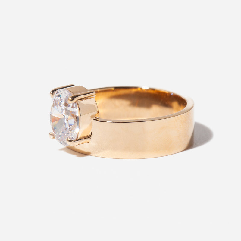 1.0CT-2.0CT Oval Cut Moissanite Diamond Thick Band Engagement Ring