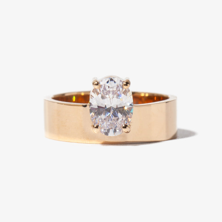 1.0CT-2.0CT Oval Cut Moissanite Diamond Thick Band Engagement Ring