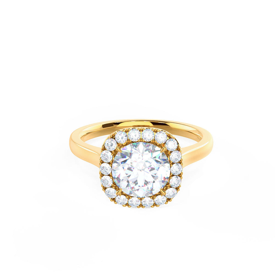 1.75CT Round Brilliant Cut Moissanite Halo Engagement Ring