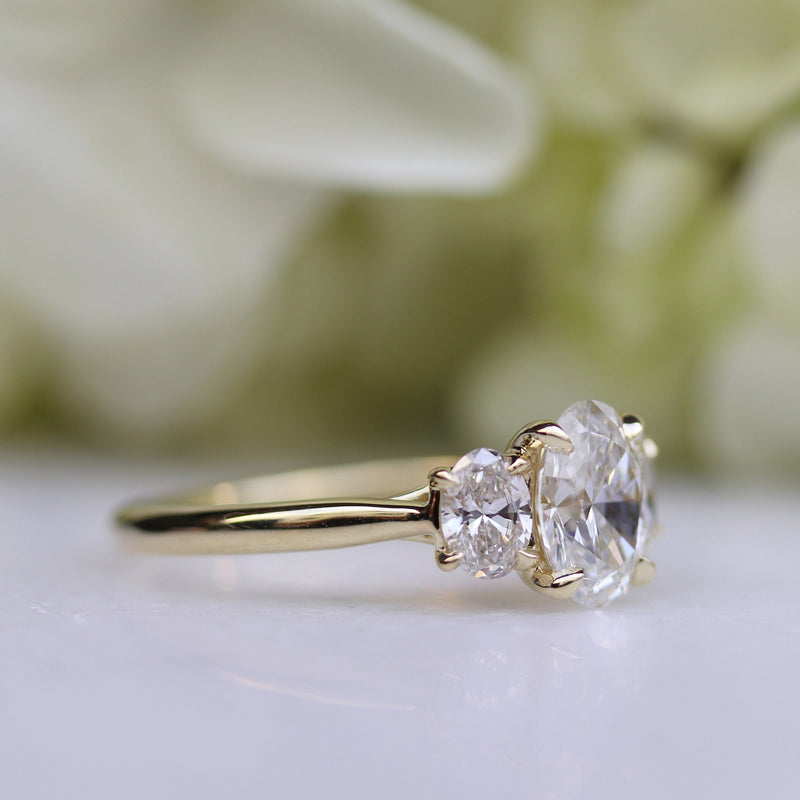 1.50CT Oval Cut Moissanite Three Stones Engagement Ring
