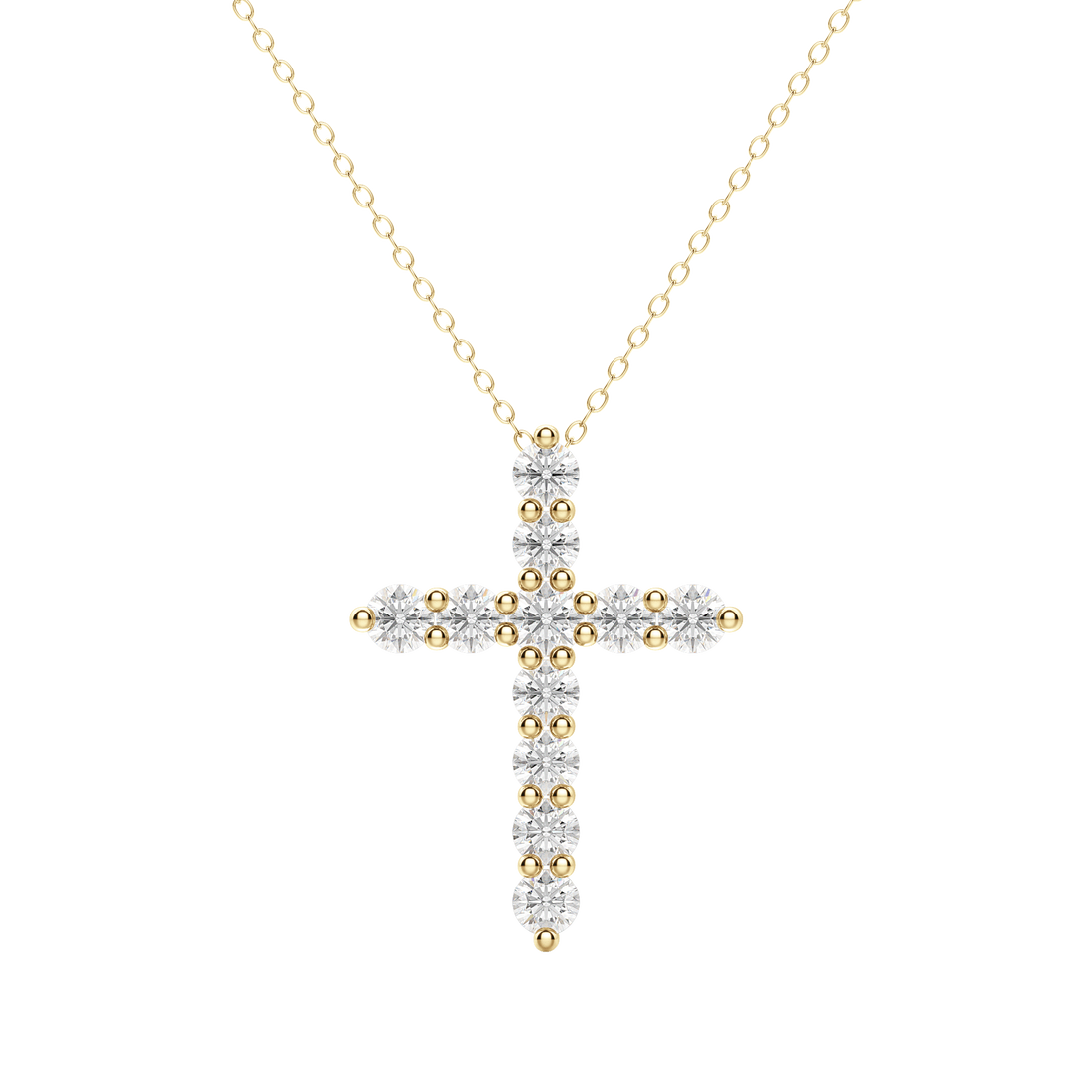 0.17 CT Round Cut Cross Pendant Moissanite Diamond Necklace