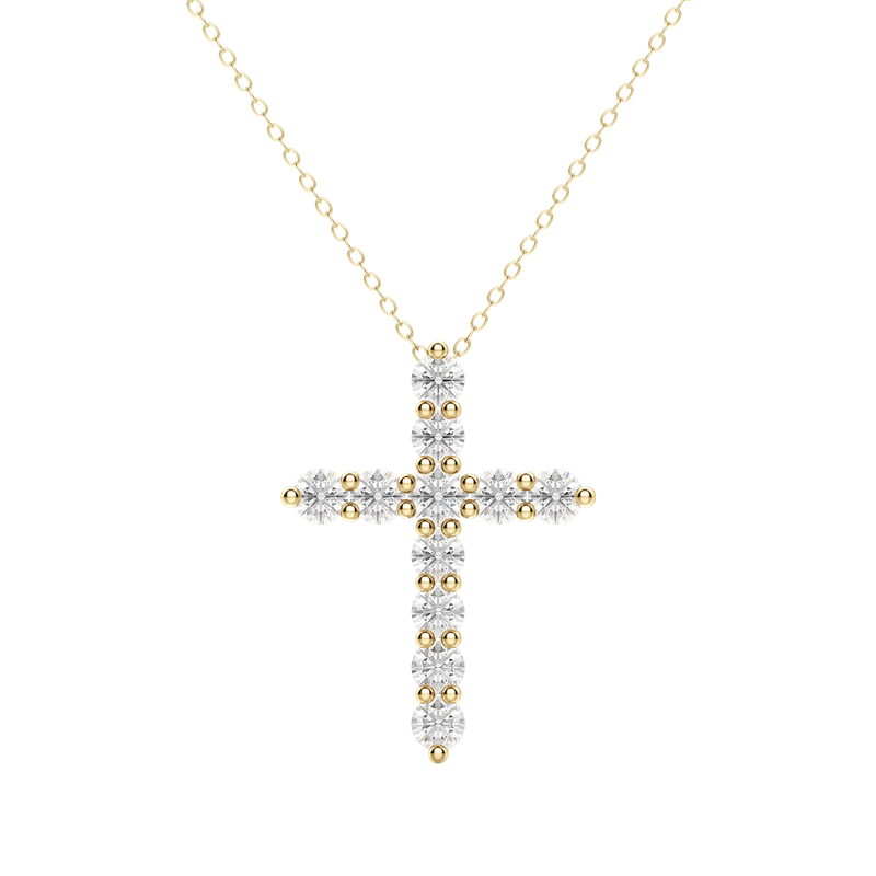 0.17 CT Round Cut Cross Pendant Moissanite Diamond Necklace