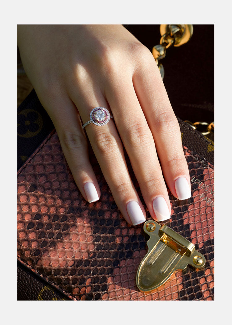 1.0ct Round Brilliant Cut Double Halo Moissanite Engagement Ring