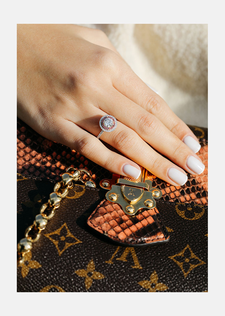 1.0ct Round Brilliant Cut Double Halo Moissanite Engagement Ring