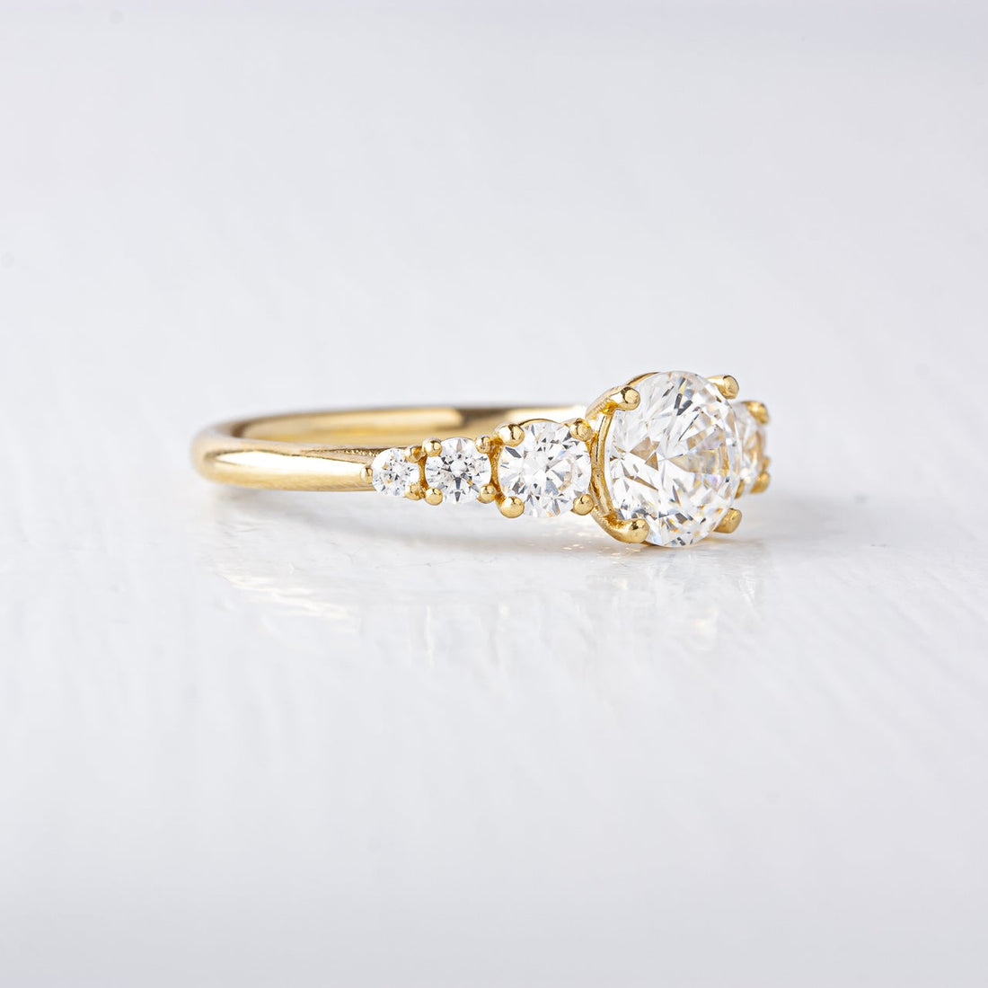 1.45CT Round Cut 5 Stone Style Moissanite Diamond Engagement Ring
